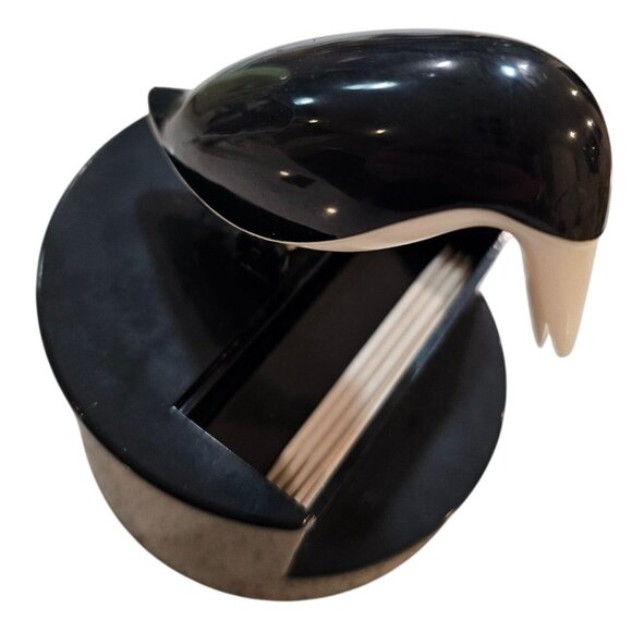Penguin Bird Toothpick Dispenser Holder Vintage Mechanical Plastic Novelty MCM - Picture 3 of 8